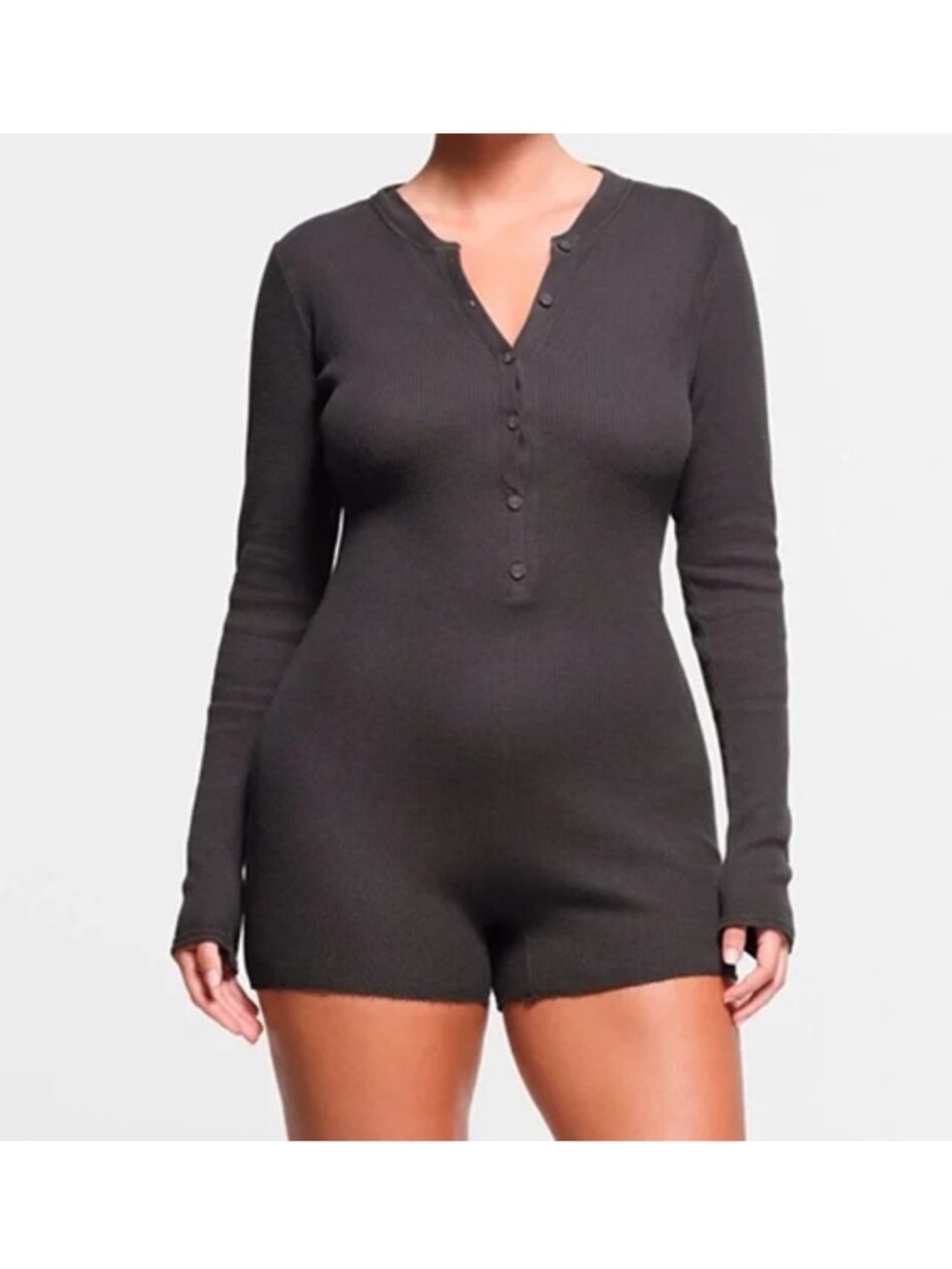 Skims Waffle Long Sleeve Romper